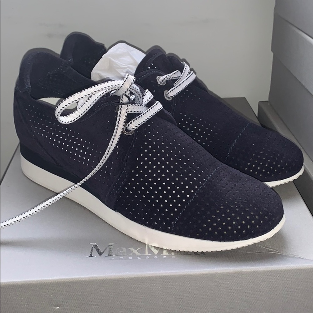 NEW MAXMARA MM41 Navy  Blue Suede Sneakers size US 6 - Picture 2 of 11
